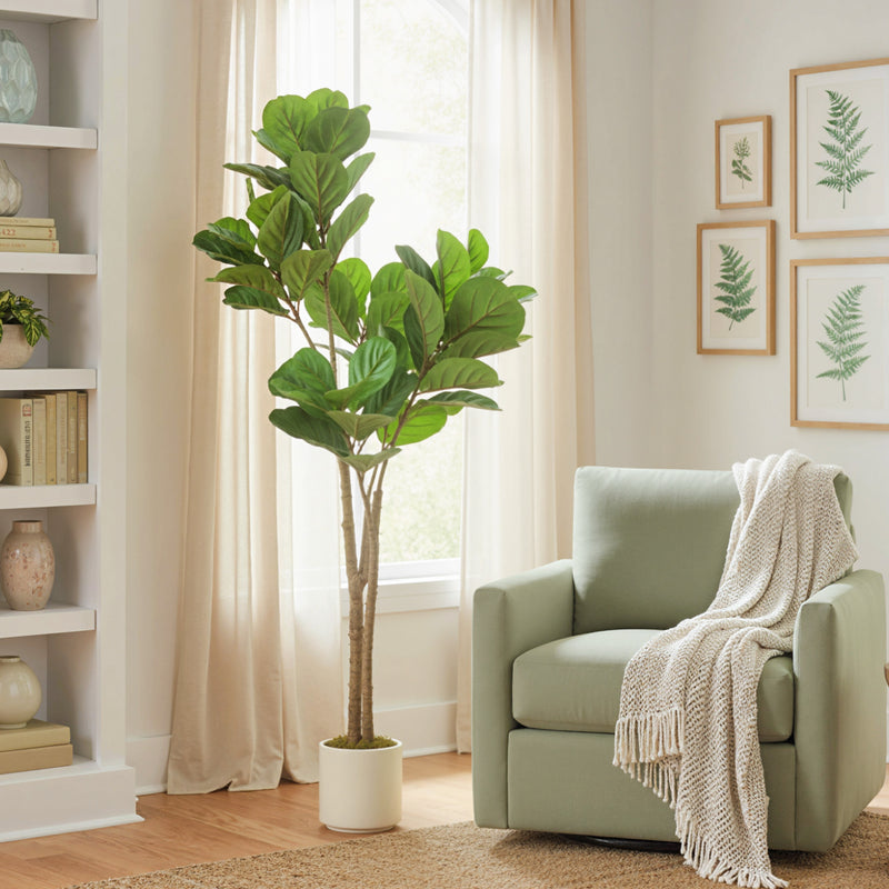 150cm Artificial Ficus Tree With Realistic Leaves For Home Or Office Decor Green