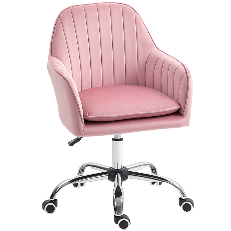 Pink Velvet Feel Tub Office Chair with Padded Seat for Home or Office Use