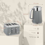 4 Slice Toaster and Rapid Boil Jug Kettle Set with Limescale Filter 3000W Tan