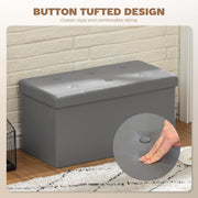 Foldable Storage Ottoman Bench With 89L Capacity Ideal For Bedroom Or Hallway Grey