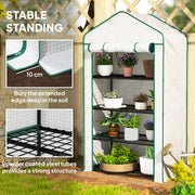 Four Tier Mini Greenhouse With Reinforced Cover Ideal For Small Gardens Green AOSOM