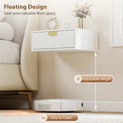 Floating Bedside Table Set with Drawer for Clutter-Free Storage Wall Mounted White AOSOM