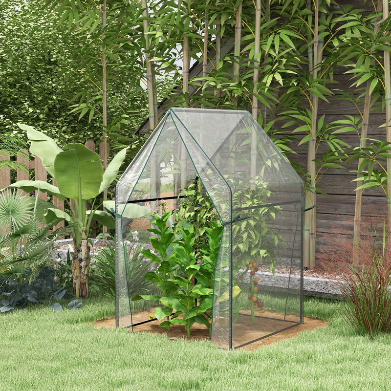 Portable Mini Greenhouse with 2 Zipped Doors for Tomatoes and Plants Indoor Outdoor Clear