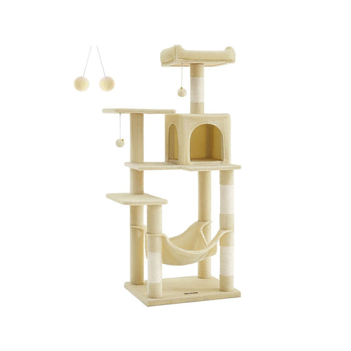 Feandrea Tall Beige Cat Tree Tower For Indoor Cats