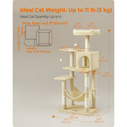 Feandrea Tall Beige Cat Tree Tower For Indoor Cats