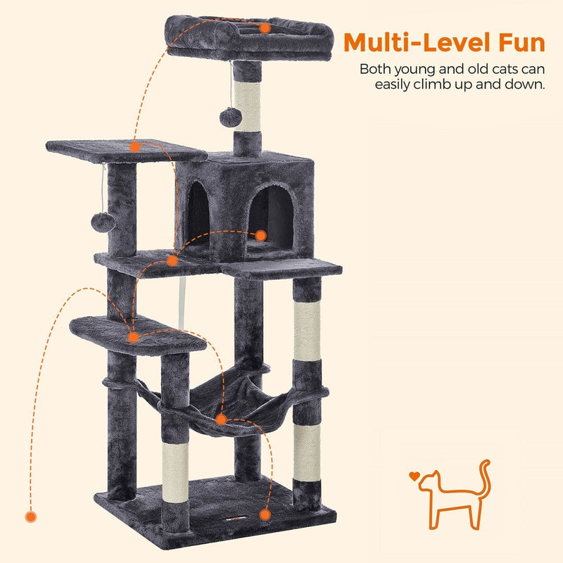 Feandrea Tall Grey Cat Tree Tower For Indoor Cats