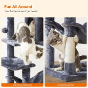 Feandrea Tall Grey Cat Tree Tower For Indoor Cats