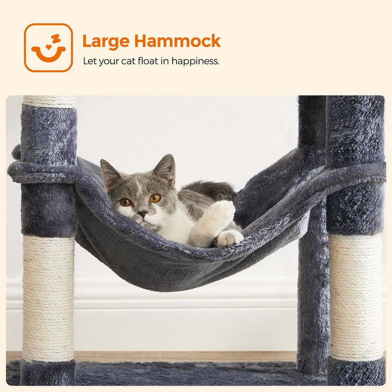 Feandrea Tall Grey Cat Tree Tower For Indoor Cats