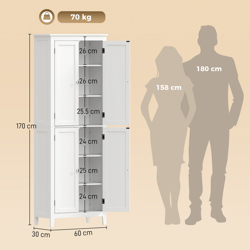 Tall Bathroom Storage Cabinet with Adjustable Shelves for Small Spaces White