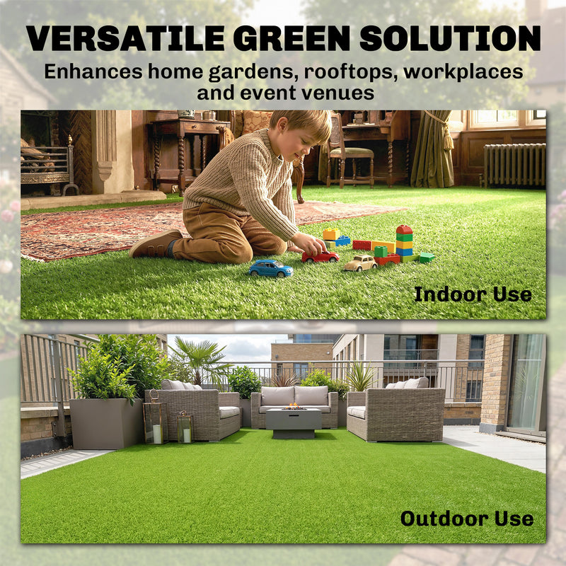Artificial Grass Roll for Low Maintenance Garden or Patio All Weather Soft Green AOSOM