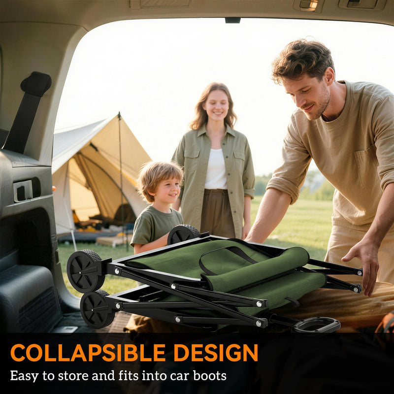 Folding Festival Trolley for Easy Family Outings and Outdoor Gear Transport Green Outsunny
