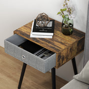 Set of 2 Industrial Bedside Tables With Removable Fabric Drawers Tall Design Rustic Brown AOSOM