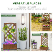 Wooden Raised Garden Planter With Trellis For Climbing Plants And Herbs Brown Outsunny