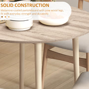 Folding Round Dining Table for 4 with Drop Leaf Space Saving Design for Small Rooms Natural