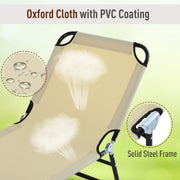 Beige Foldable Sun Loungers Set of 2 with 5 Position Backrest for Outdoor Relaxing