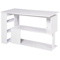 L Shaped Corner Desk with Rotating Shelves for Small Home Office Spaces White AOSOM
