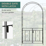 Black Metal Garden Arch with Gate Elegant Outdoor Climbing Plant Support by Outsunny