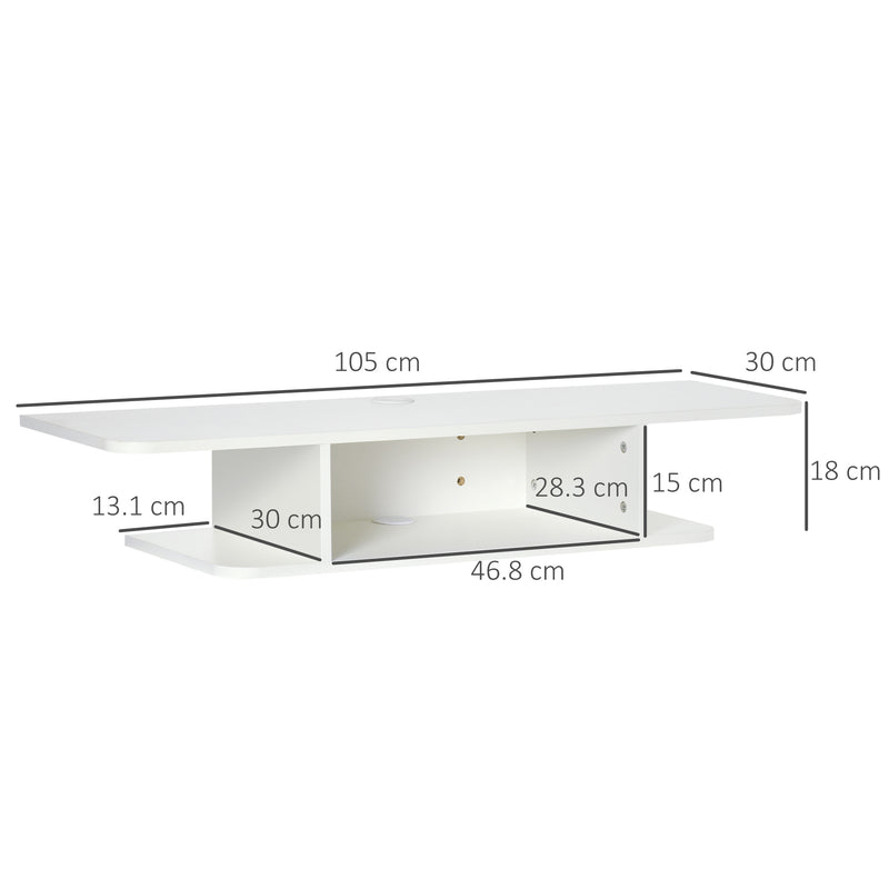 Wall Mounted Floating TV Unit For TVs Up To 40 Inch With Storage Shelf, White