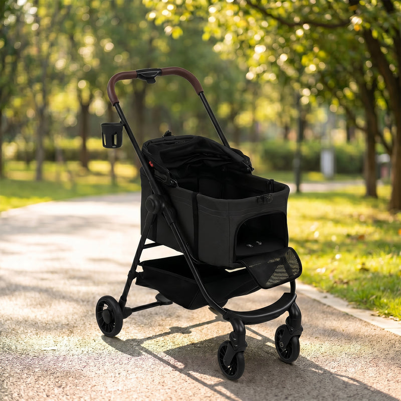 3-in-1 Pet Stroller for Small Dogs and Cats with Foldable Frame and Car Seat Black