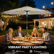 LED Garden Parasol with Adjustable UPF 50+ Shade and Solar Lighting for Day and Night Use Outsunny
