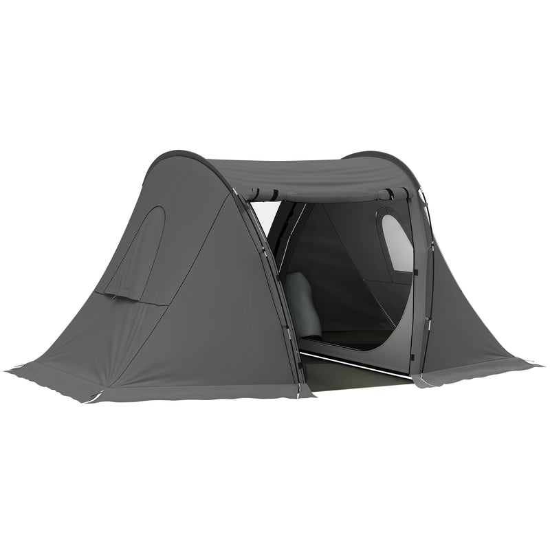Waterproof 2–3 Person Camping Tent with Separate Sleeping and Lounge Areas Dark Grey
