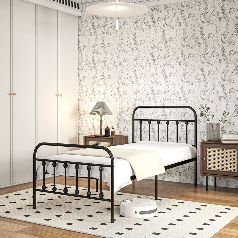 Single Metal Bed Frame with Strong Support Ideal for Guest or Spare Room Use Black