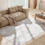 Large Geometric Area Rug Soft Washable Non Slip Carpet For Living Room Or Bedroom Grey