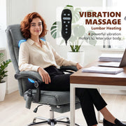 Massage Office Chair with Lumbar Heat and Adjustable Support for Home Working Grey AOSOM