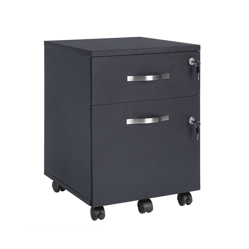 Lockable Filing Cabinet with 2 Drawers and Wheels for Office Storage by Songmics