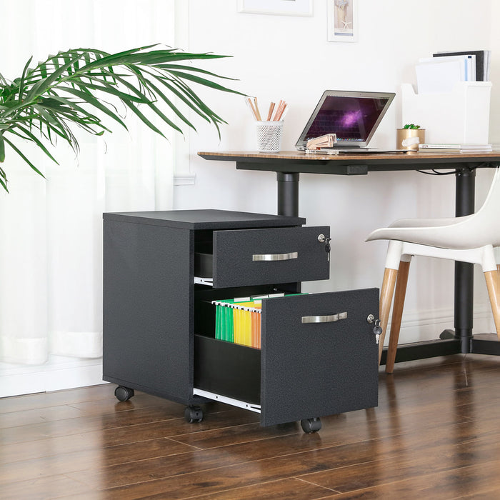Lockable Filing Cabinet with 2 Drawers and Wheels for Office Storage by Songmics