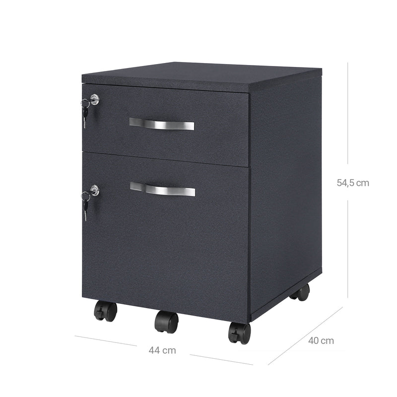 Lockable Filing Cabinet with 2 Drawers and Wheels for Office Storage by Songmics