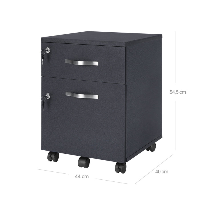 Lockable Filing Cabinet with 2 Drawers and Wheels for Office Storage by Songmics