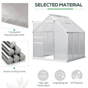 Compact Walk In Polycarbonate Greenhouse 190 x 190cm for All-Season Growing by Outsunny