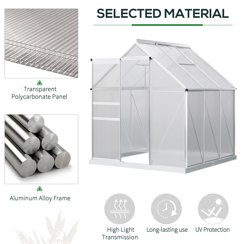 Compact Walk In Polycarbonate Greenhouse 190 x 190cm for All-Season Growing by Outsunny