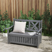 Grey 2 Seater Wooden Garden Storage Bench for Patio and Porch by Outsunny