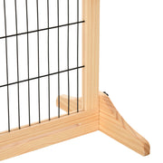 Adjustable Freestanding Wooden Dog Gate for Doorways and Stairs Natural Wood Finish AOSOM