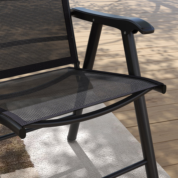 Set of 4 Black Foldable Metal Garden Chairs for Outdoor Dining and Patio by Outsunny