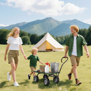 Heavy Duty Garden Trolley Cart With Pneumatic Wheels And Steel Frame For Outdoor Use Green AOSOM