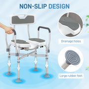 Height Adjustable Shower Chair with Padded U-Shaped Seat and Non-Slip Feet for Elderly by HOMCOM