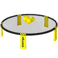 SPORTNOW Spike Game Set, Mini Beach Games Set with Net, 3 Balls and Ball Pump, Portable with Carrying Bag for Outdoor Team Sports, Yellow AOSOM