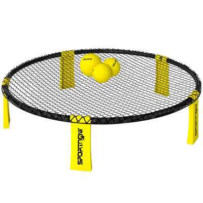SPORTNOW Spike Game Set, Mini Beach Games Set with Net, 3 Balls and Ball Pump, Portable with Carrying Bag for Outdoor Team Sports, Yellow AOSOM