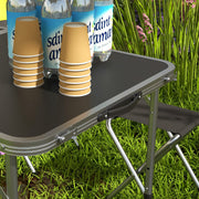 4 Seater Folding Aluminium Picnic Table and Bench Set For Camping and Outdoor Use Silver AOSOM