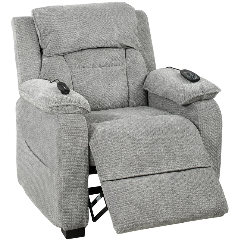 Electric Recliner Armchair Light Grey - front view