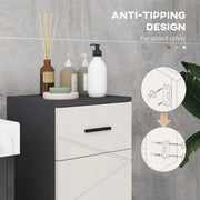 Slim Bathroom Storage Cabinet with Drawer and Adjustable Shelf for Small Spaces Grey AOSOM