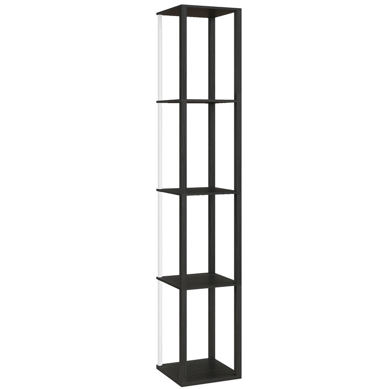 Modern LED Floor Lamp With Storage Shelves And Remote Control For Living Room Black