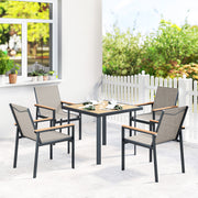 Garden Dining Set for 4 with Comfortable Chairs and Easy Clean Tabletop Teak Outsunny