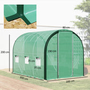 Polytunnel Greenhouse with Windows and Doors Green 3x2m by Outsunny