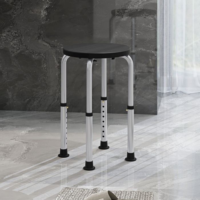 Black Height Adjustable Aluminium Shower Chair With Non Slip Feet for Elderly and Disabled by HOMCOM