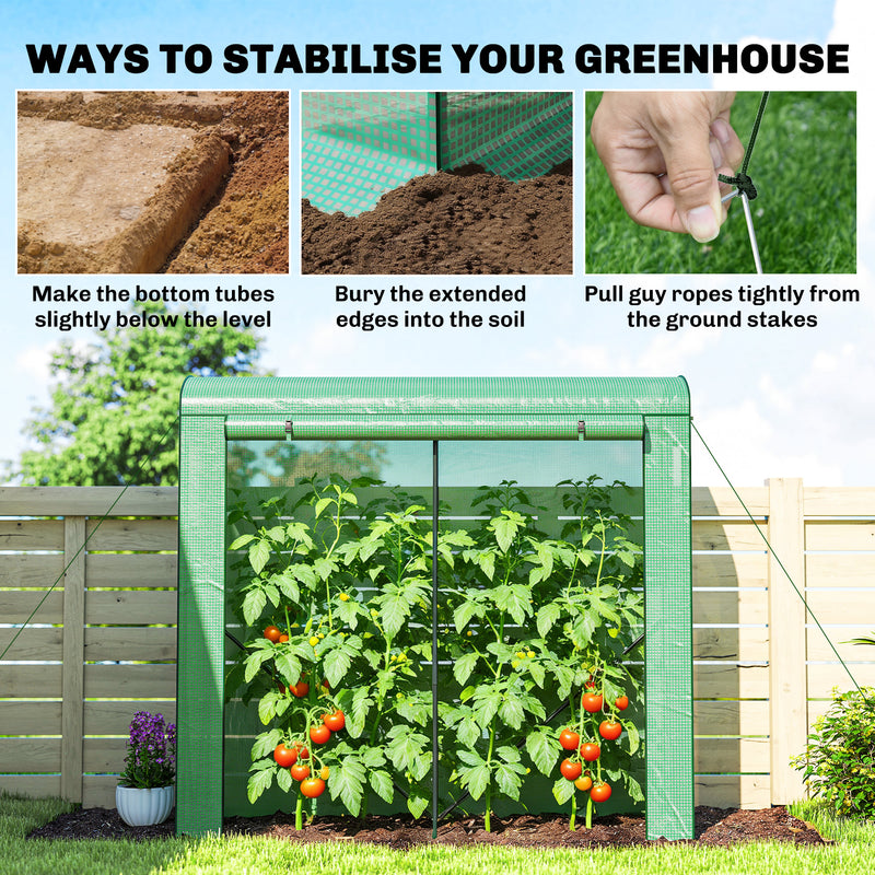 Garden Greenhouse for Year Round Plant Protection with Roll Up Door and Mesh Windows Green Outsunny
