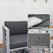 Charcoal Grey Aluminium Outdoor Armchair With Cushions for Garden and Balcony by Outsunny